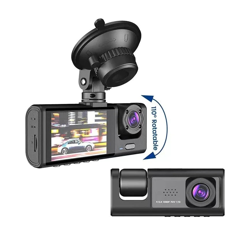 Car Dual Lens Dash Cam HD 1080P Front/Rear/Inside Video Recorder Camera G-Sensor