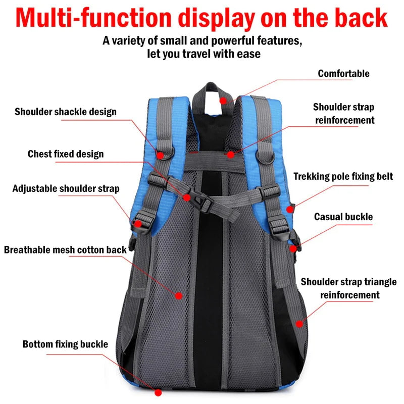 40L Men Women Travel Backpack Rucksack Camping Laptop Hiking School Book Bag USA